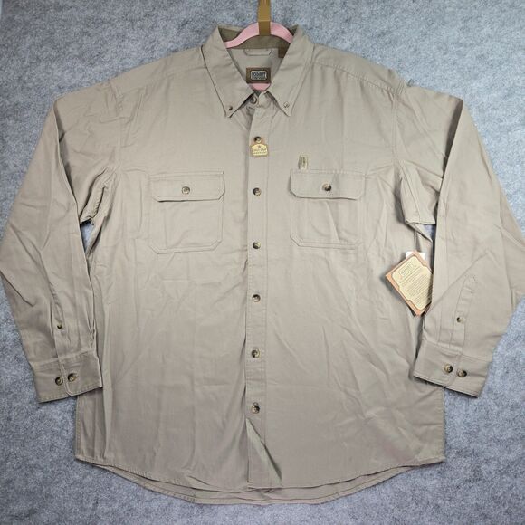 NEW C.E. Schmidt Workwear Long Sleeve Work Shirt Khaki Tan Men's 2XLT  TALL  NWT - Picture 1 of 8